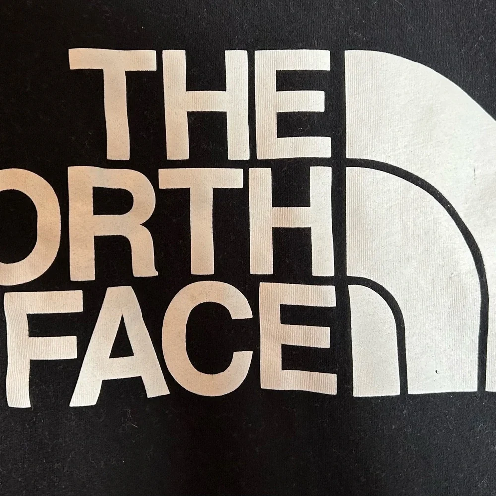 The North Face Black Cotton Tshirt with White Logo, Size Medium